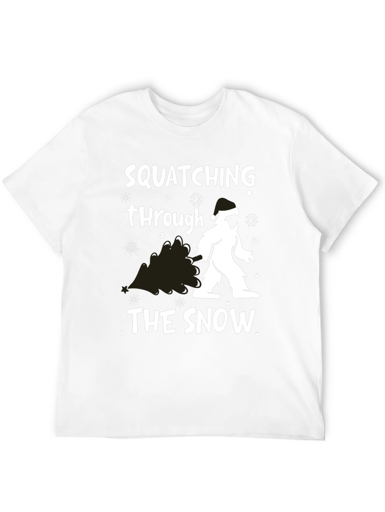 Squatching Through The Snow Bigfoot Holiday T-Shirt
