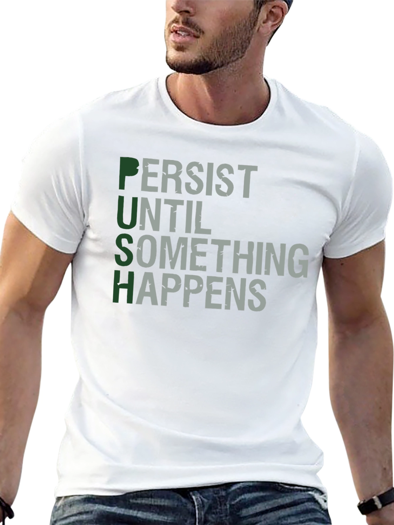 PUSH - Motivational Graphic Print T-Shirt