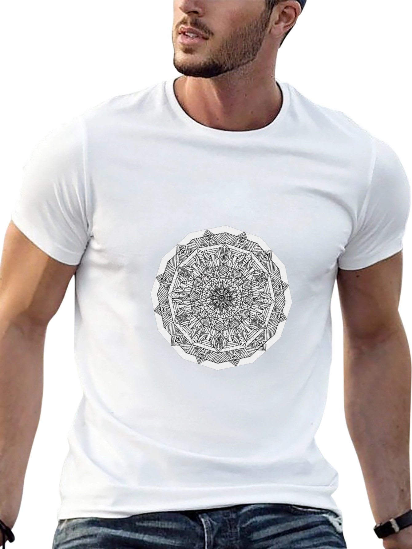 Geometric Mandala T-Shirt - Black