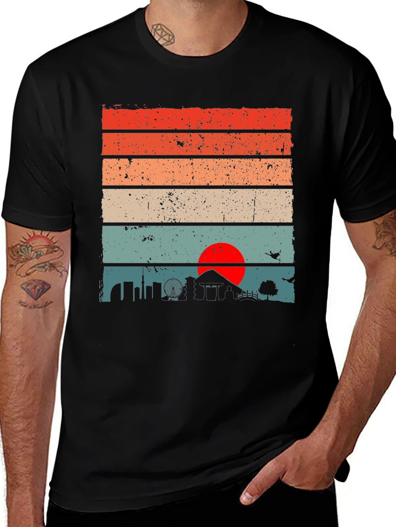 Retro Sunset Skyline Graphic Tee
