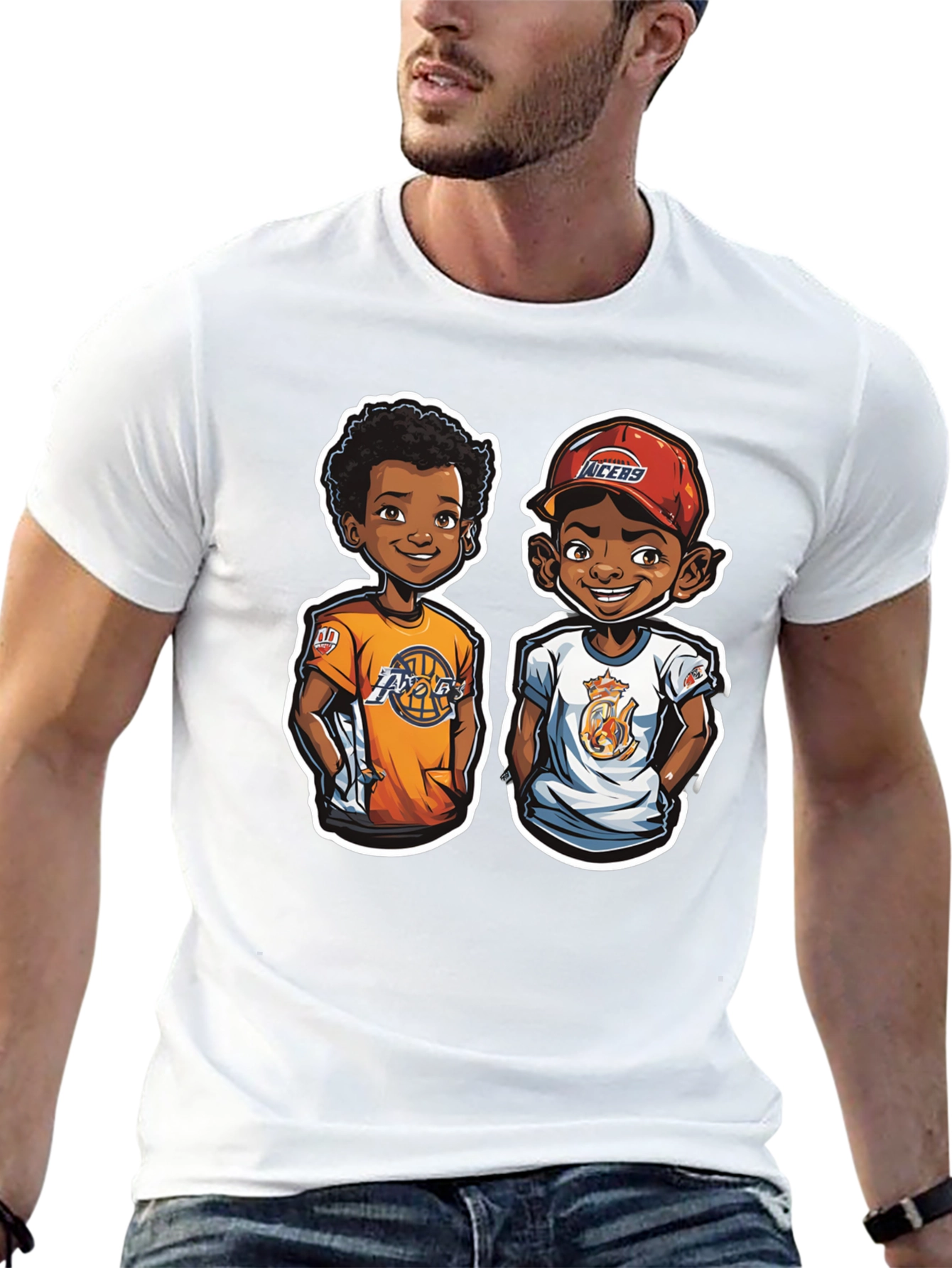 Cartoon Lakers Fan Black T-Shirt
