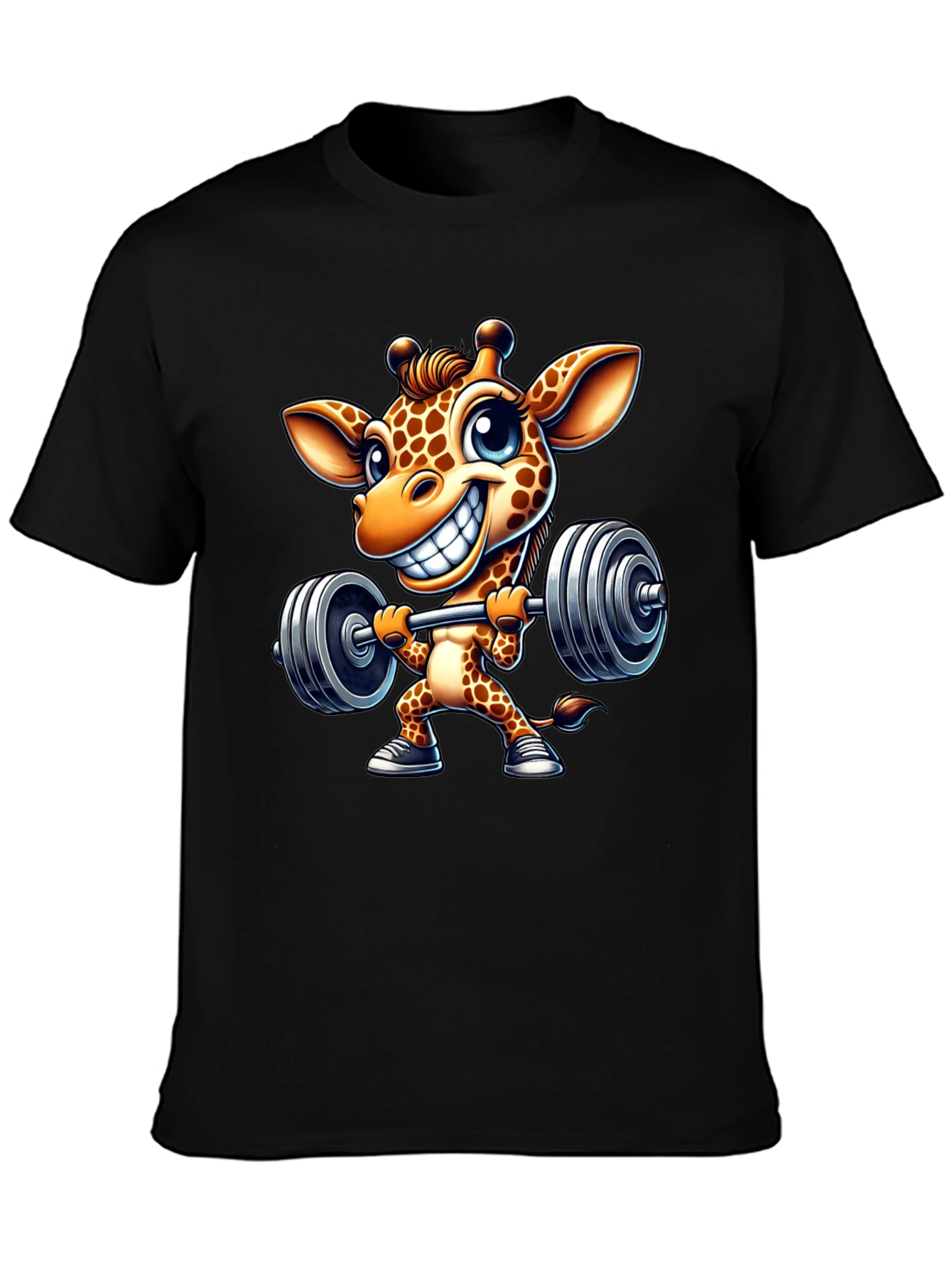Giraffe Lifting Barbell T-Shirt
