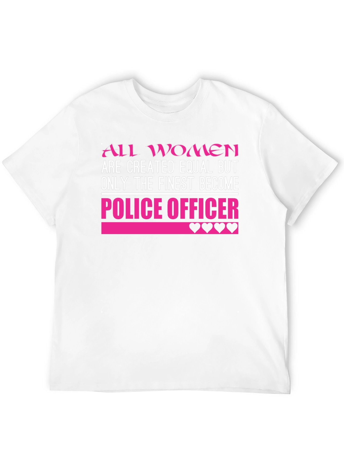 Women Police Officer Graphic Tee - Black Cotton Shirt