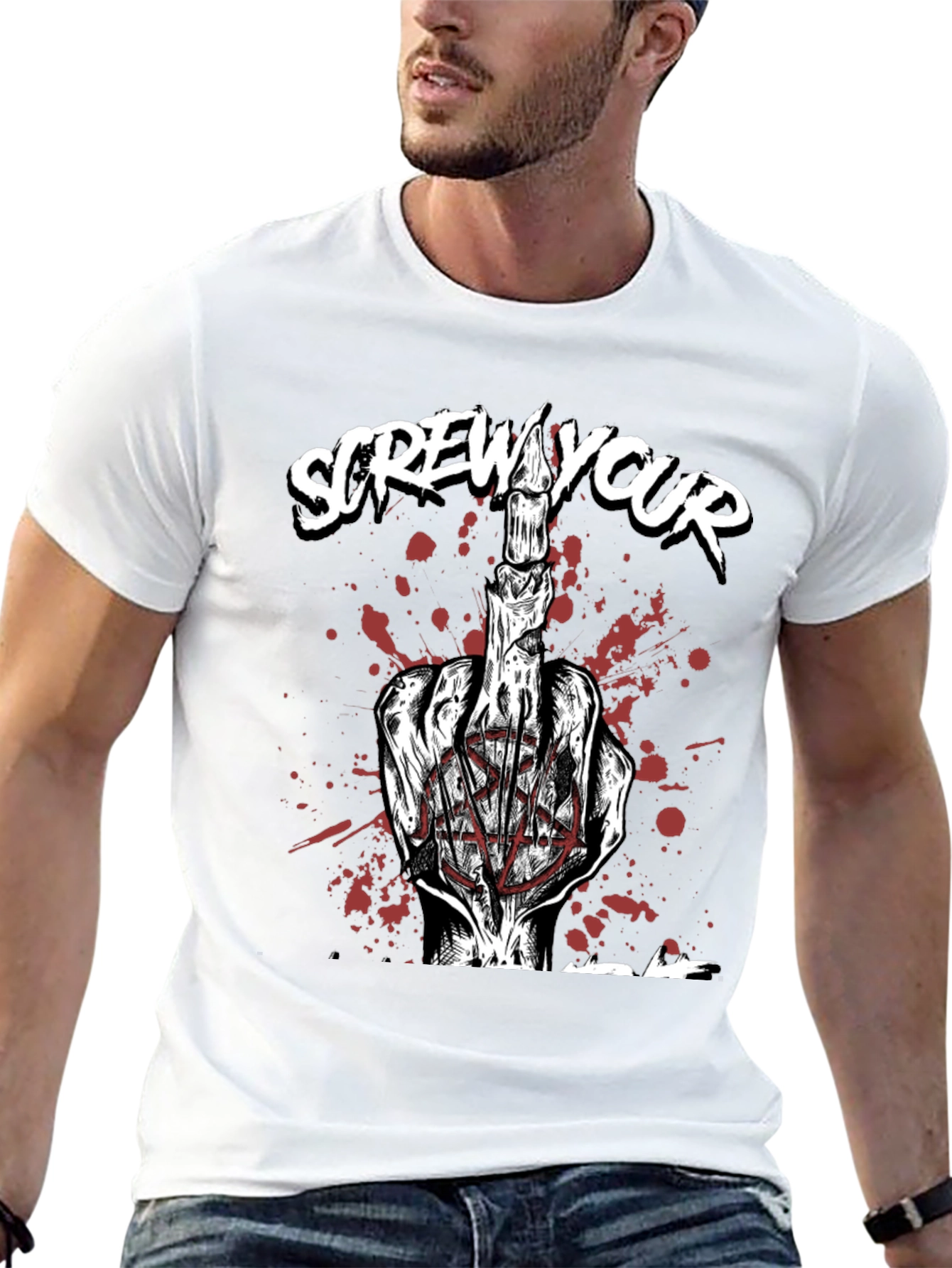 Screw Your Candle Middle Finger Graphic T-Shirt