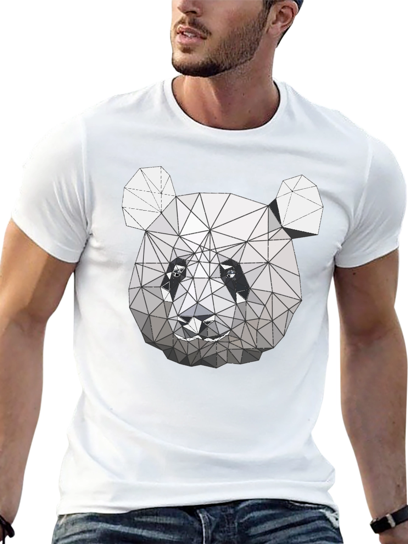 Geometric Panda Graphic Tee - Modern Style