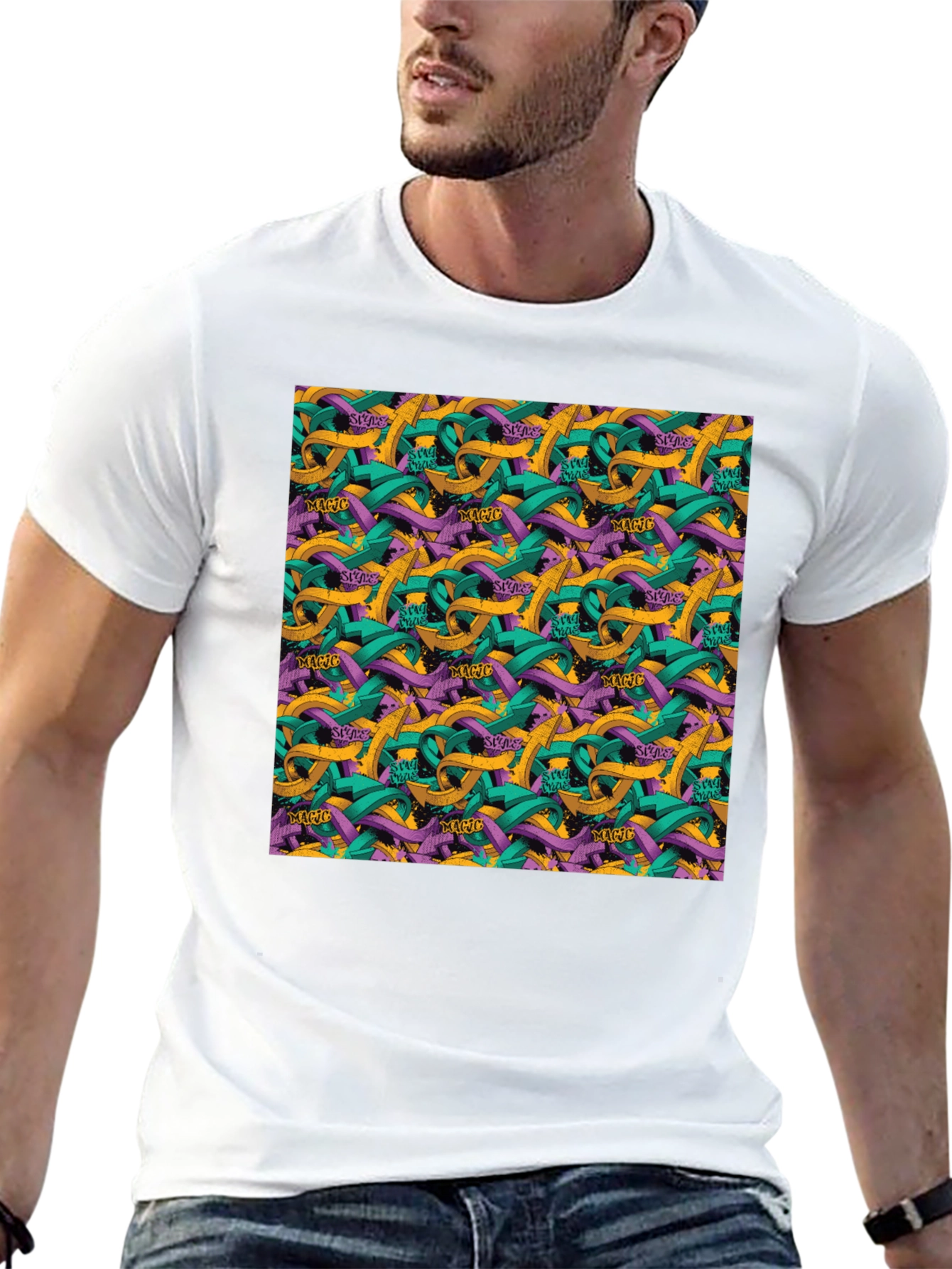 Abstract Arrow Graphic Black T-Shirt