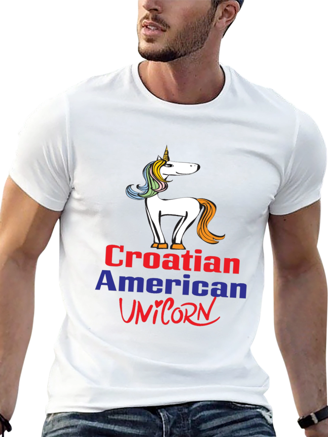 Croatian American Unicorn Graphic T-Shirt