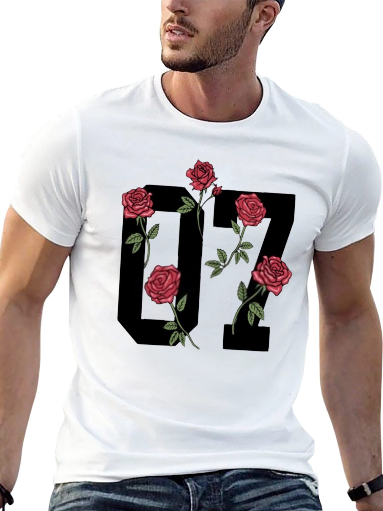 Black Graphic Tee - 17 Roses Design