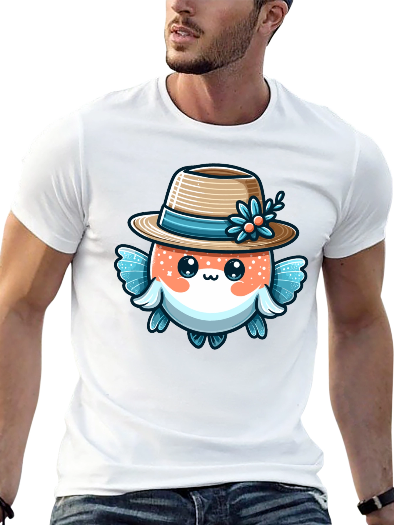 Cute Cartoon Fish Graphic T-Shirt