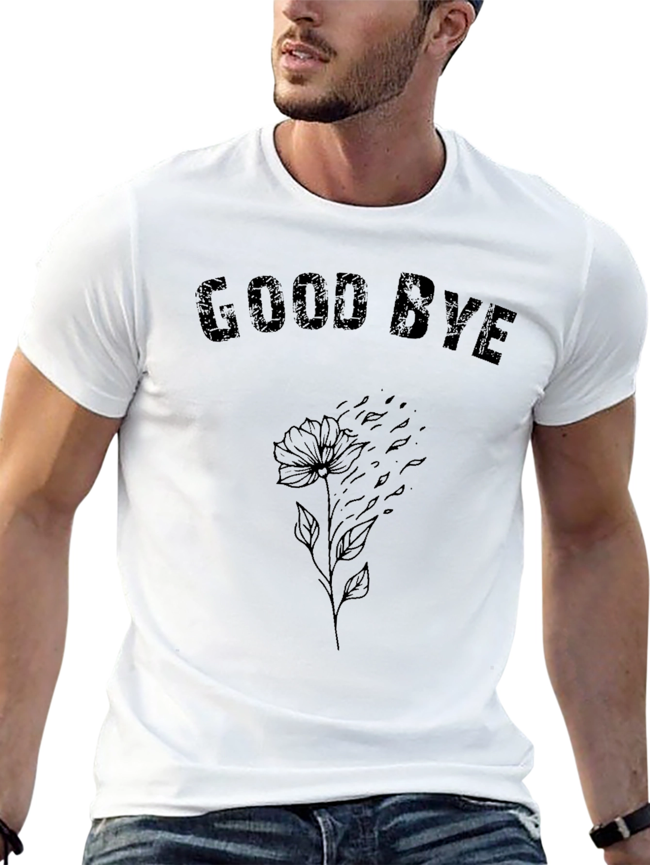 Goodbye Flower Graphic Tee - Black Casual Shirt