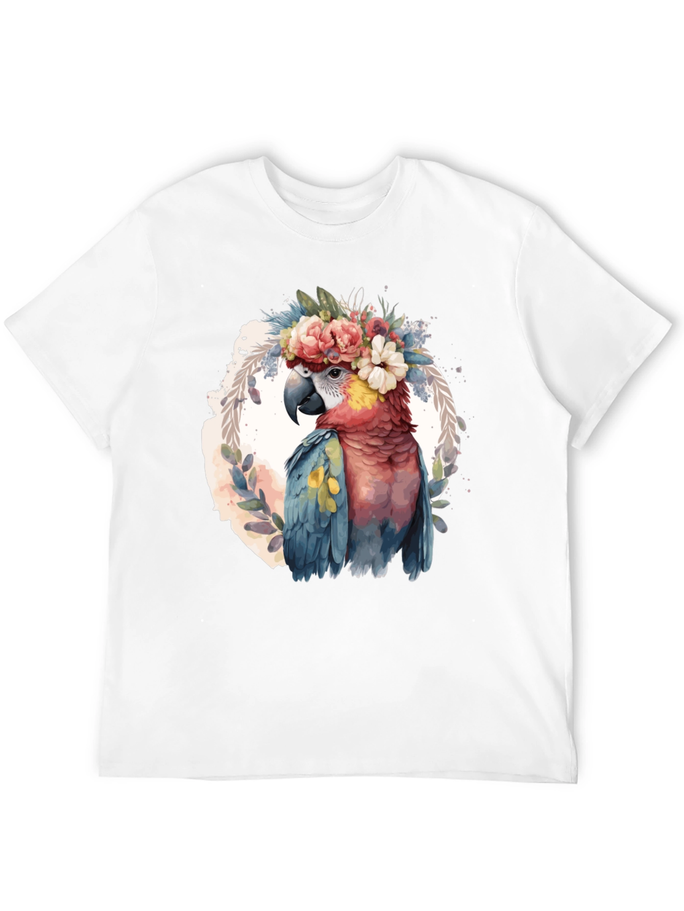 Parrot Floral Crown T-Shirt - Mens Black Tee