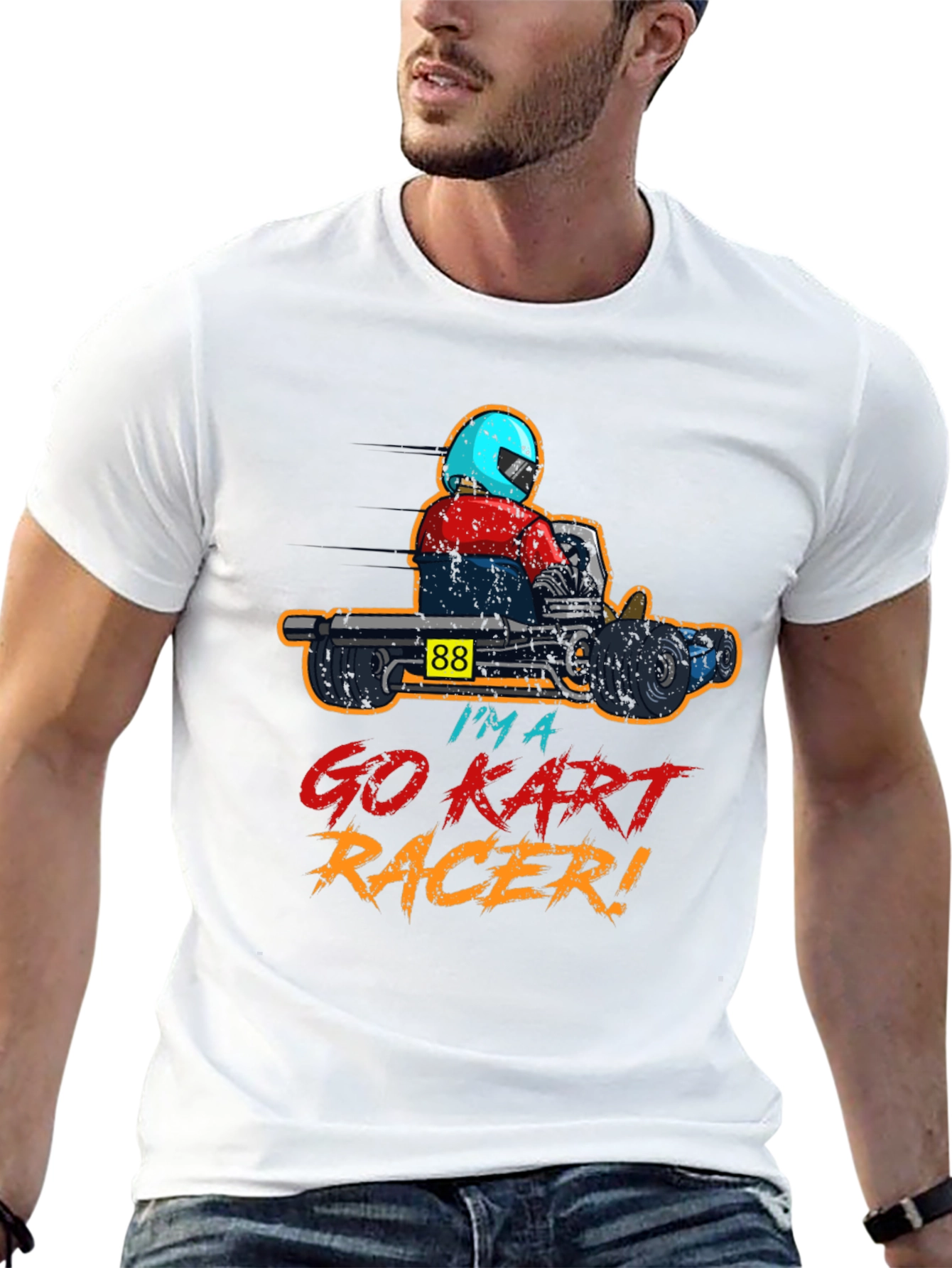 Go Kart Racer Graphic T-Shirt - Black Cotton Tee