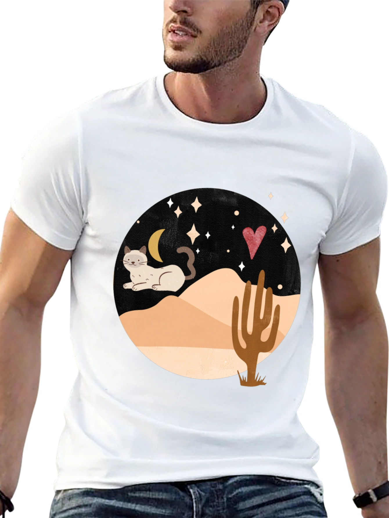 Desert Cat Graphic Tee - Black