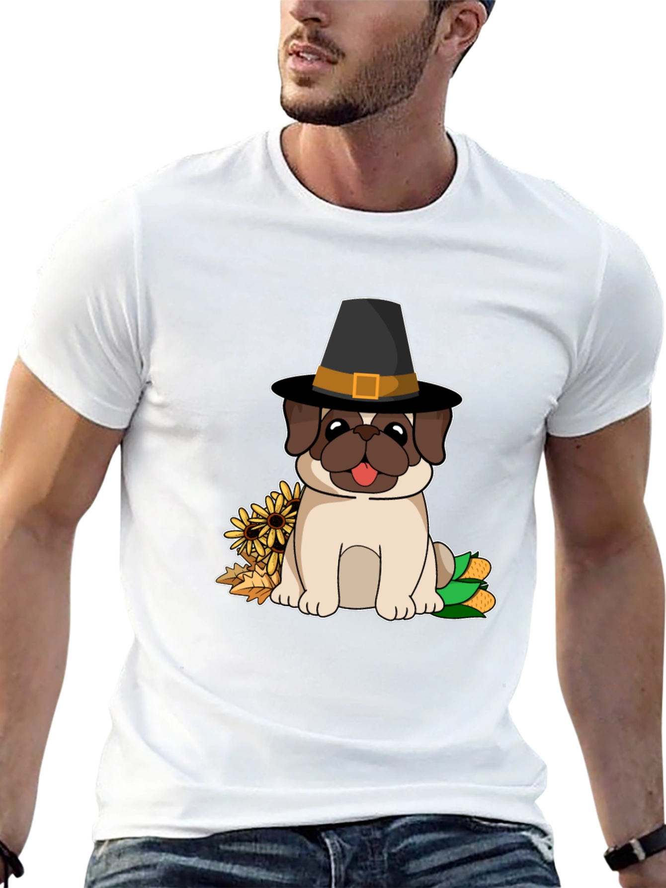 Pug Thanksgiving T-Shirt - Pilgrim Dog