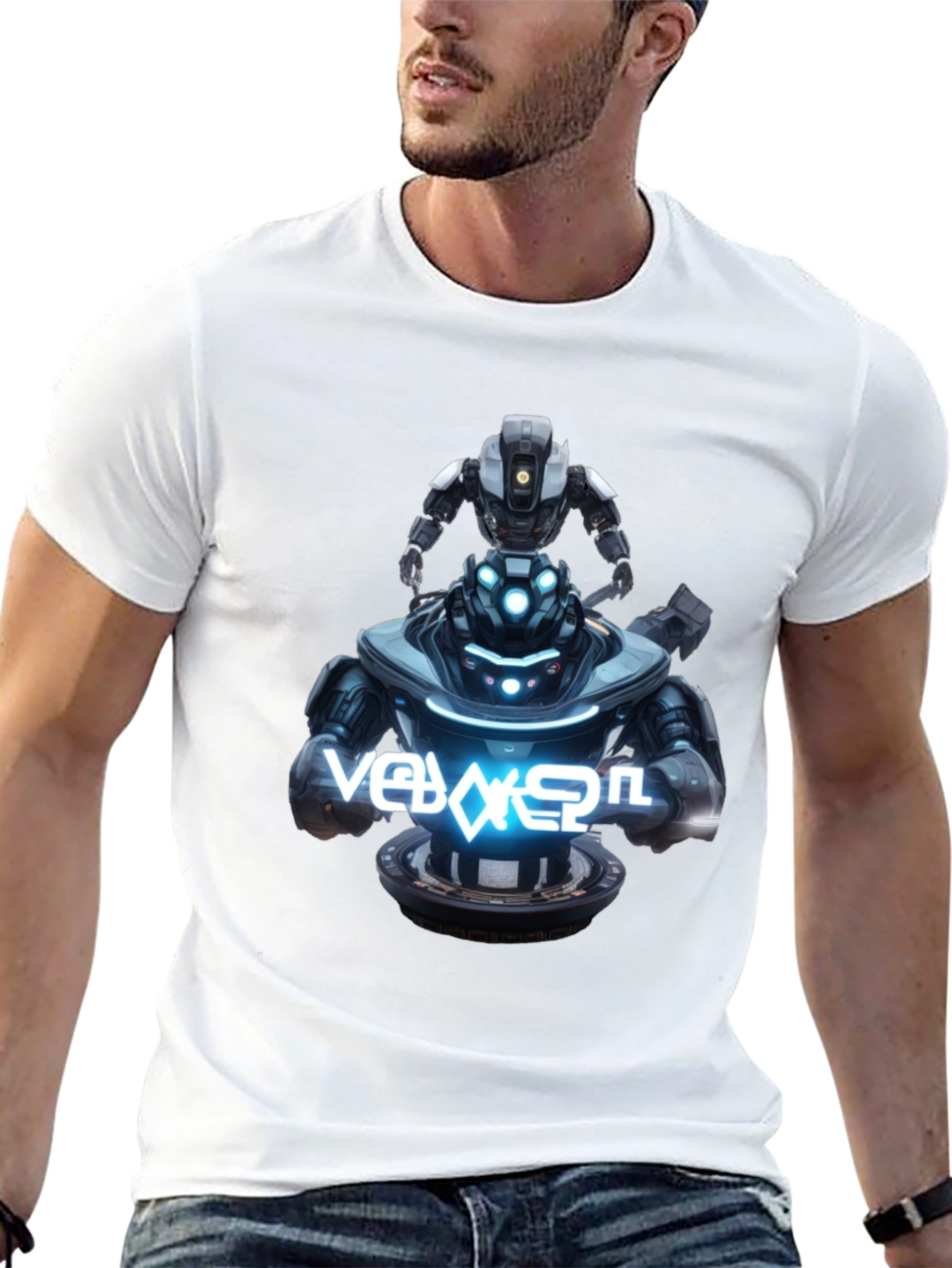 Robot Duo Black Graphic Tee