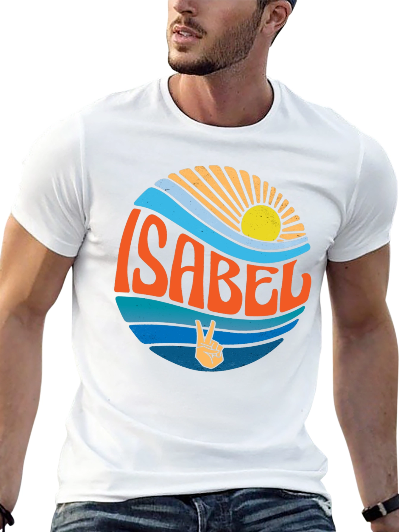 Isabel Peace Sign Wave Graphic Black T-Shirt