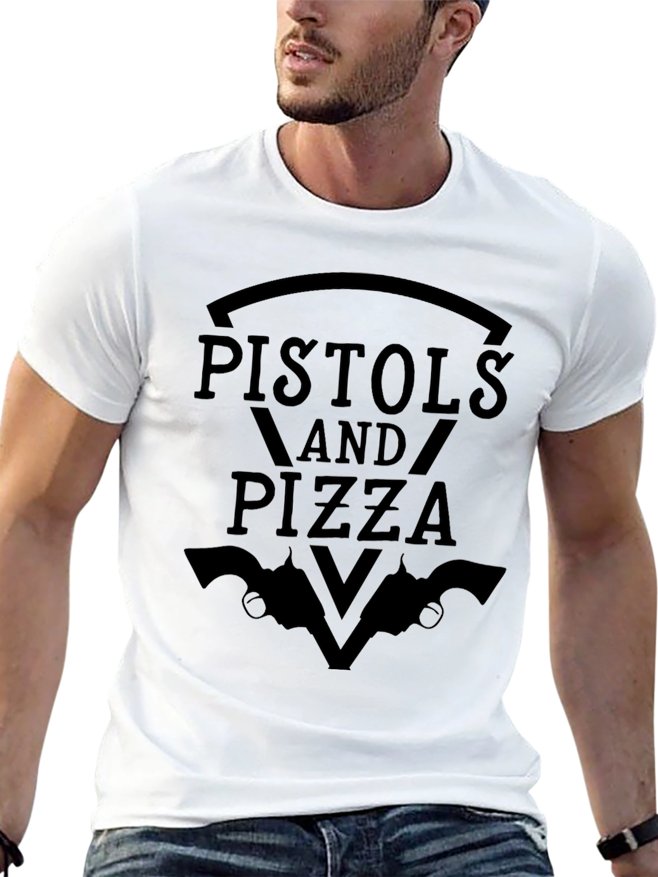 Pistols and Pizza Graphic T-Shirt - Black