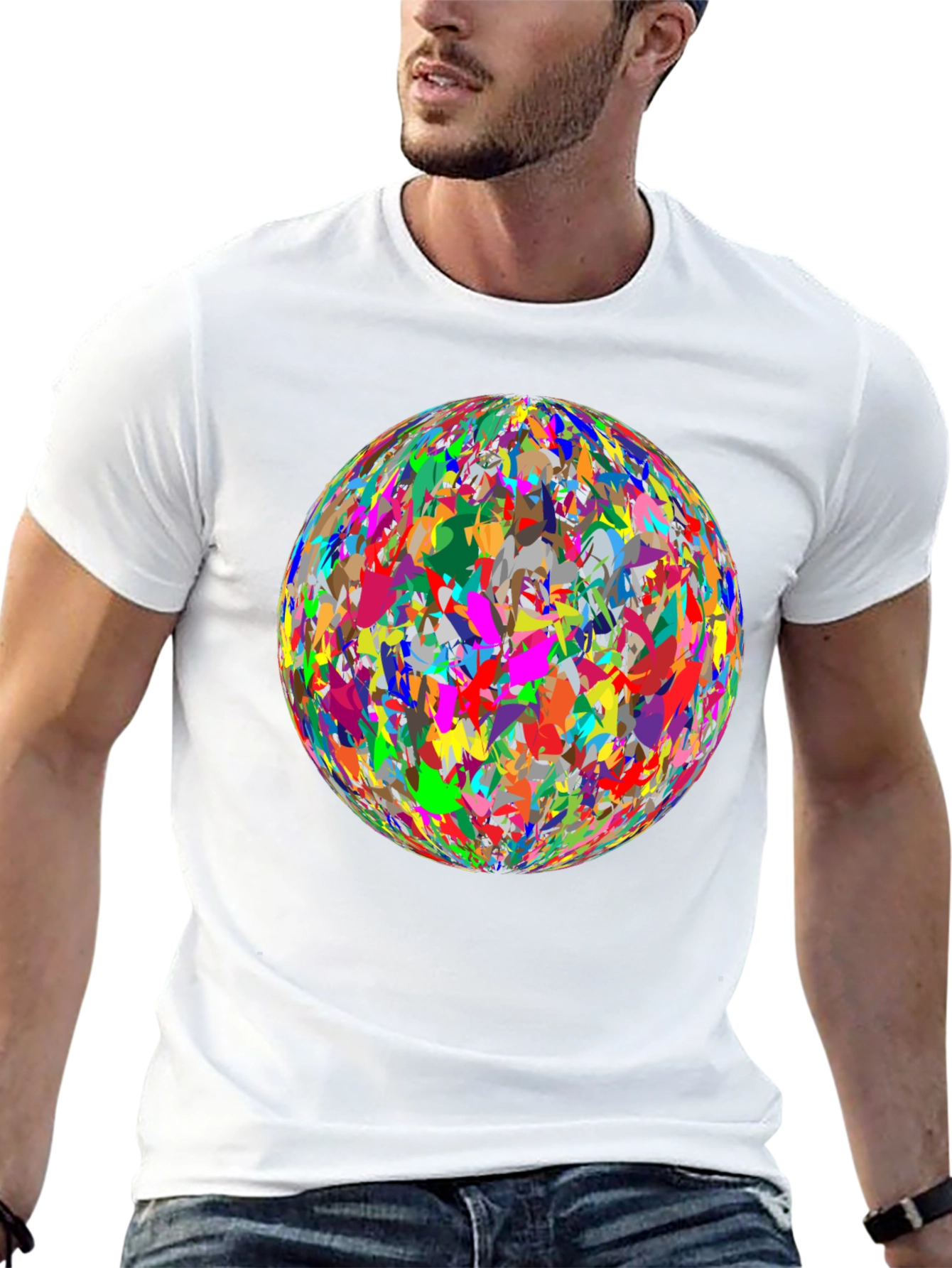 Abstract Sphere Graphic Black T-Shirt