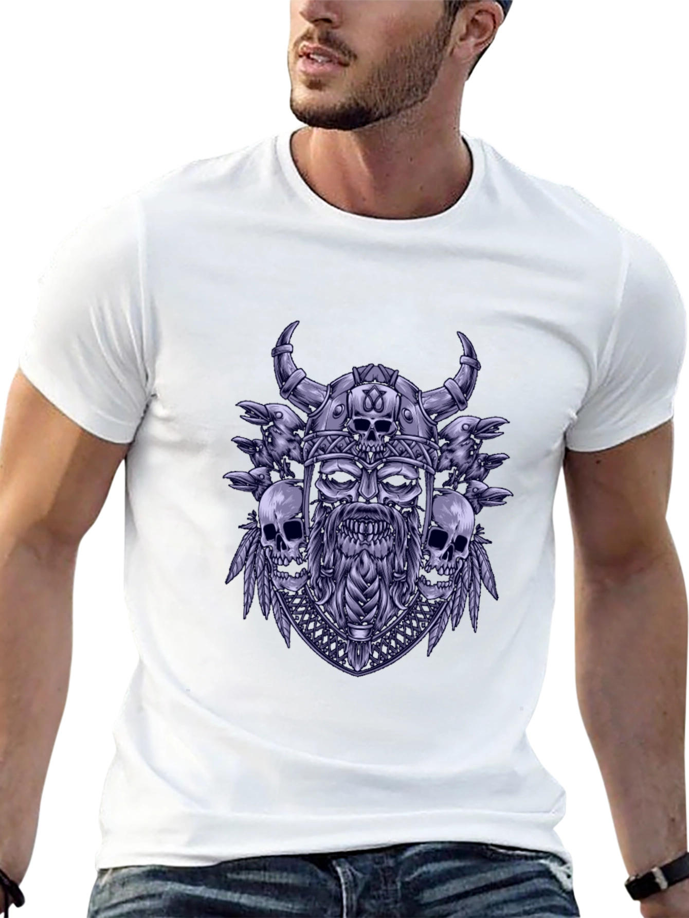 Viking Skull Graphic Tee - Black T-Shirt