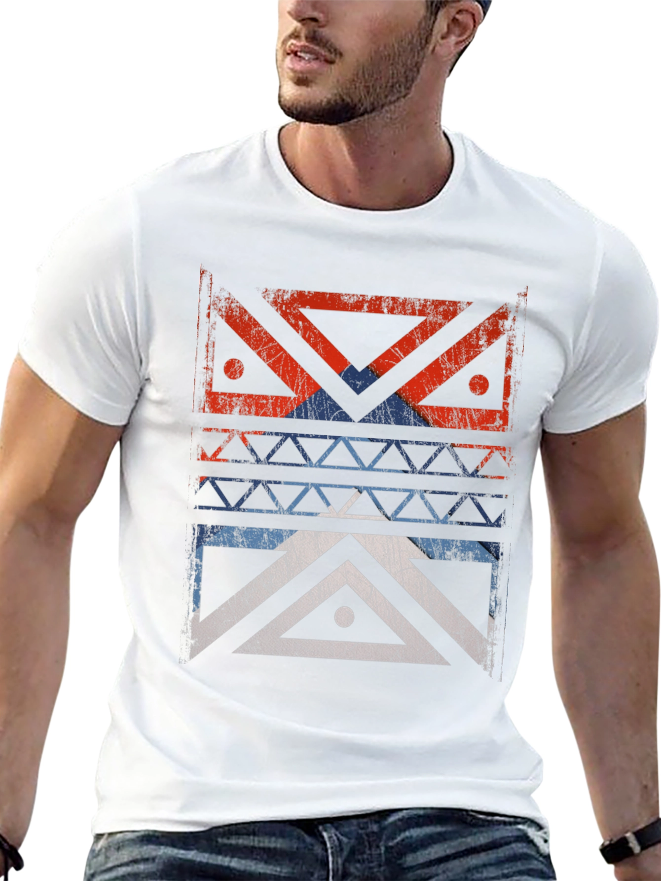 Geometric Tribal Design Black T-Shirt