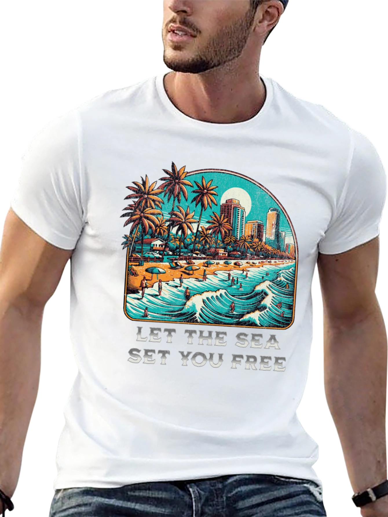 Let the Sea Set You Free Black Graphic Tee