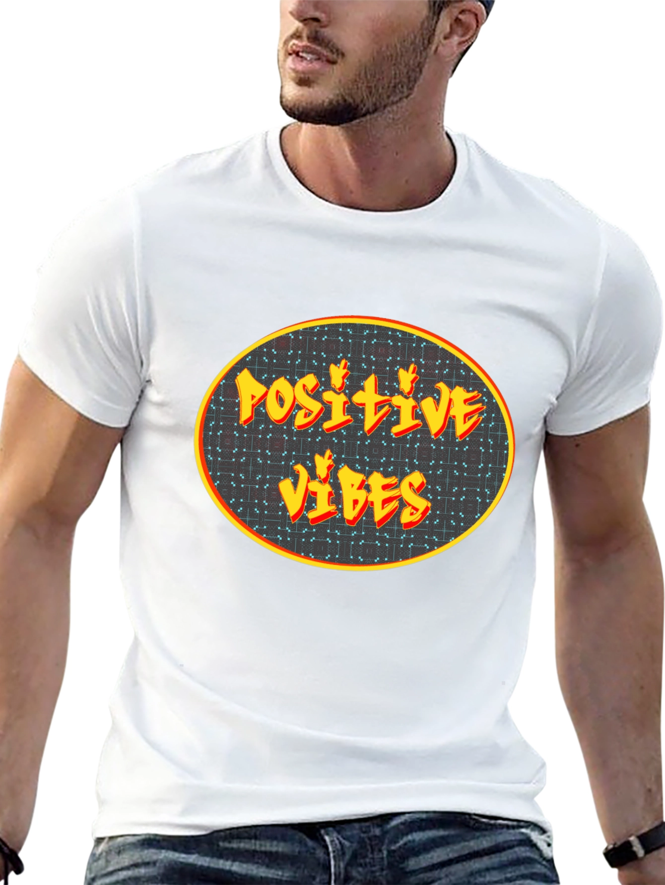 Positive Vibes Graphic Tee - Black Cotton Blend