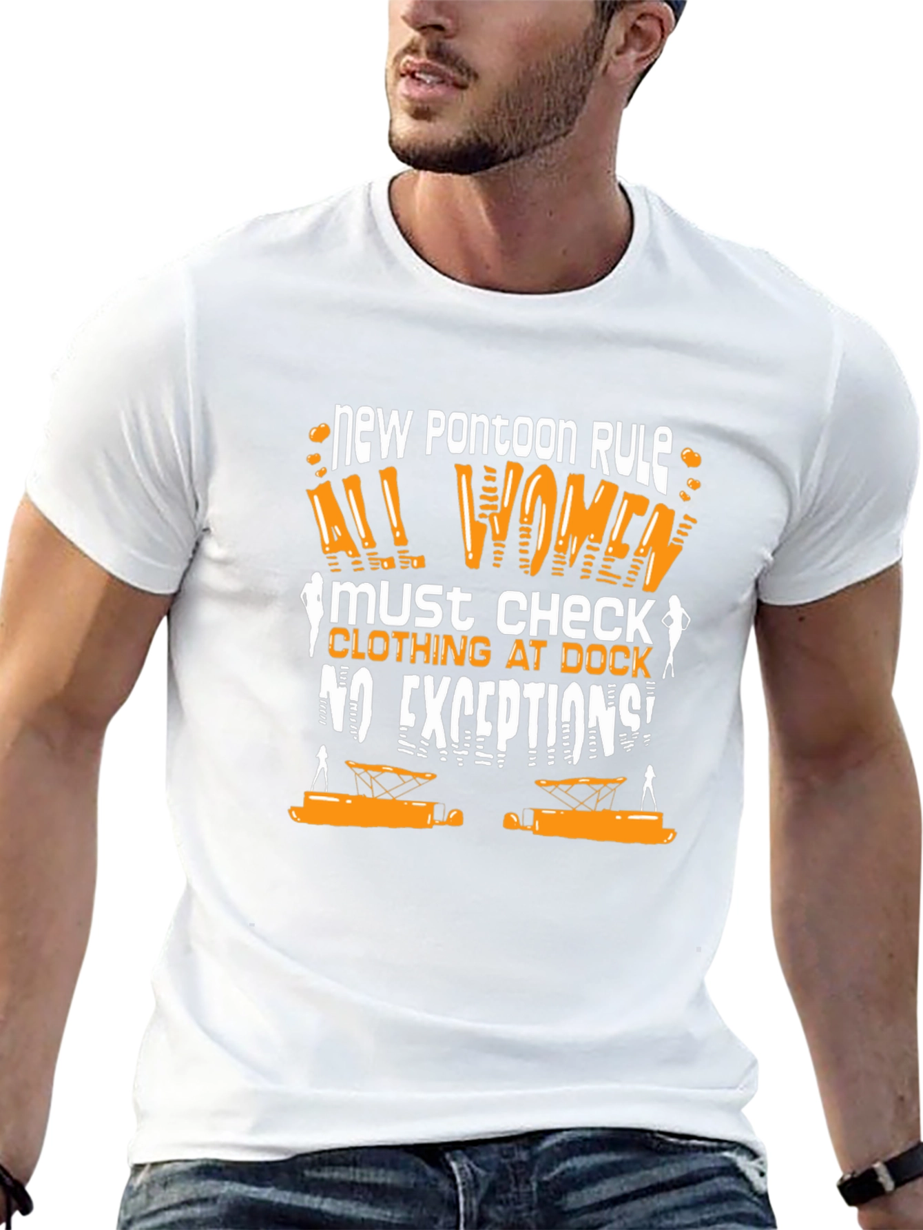 New Pontoon Rule T-Shirt: Womens Clothing Check Humor