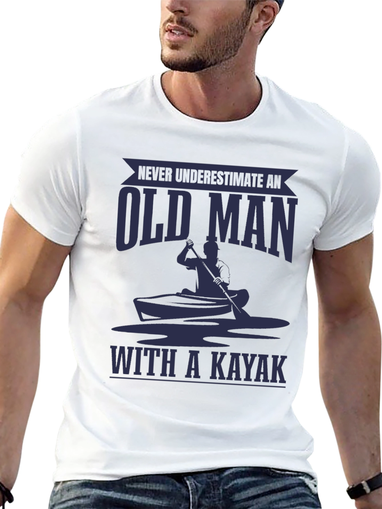 Old Man Kayak T-Shirt - Funny Graphic Tee