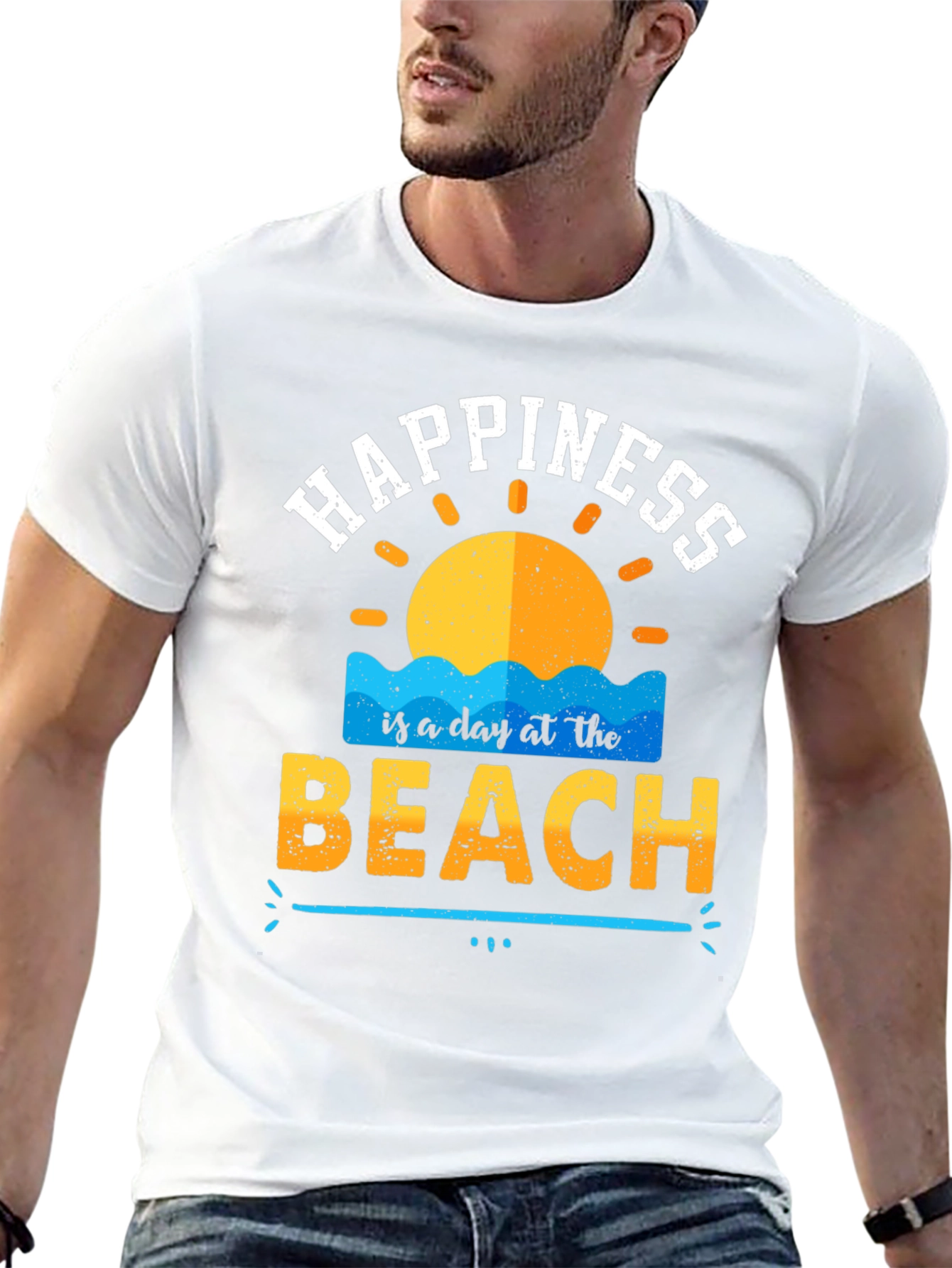 Happiness is a Day at the Beach Black T-Shirt