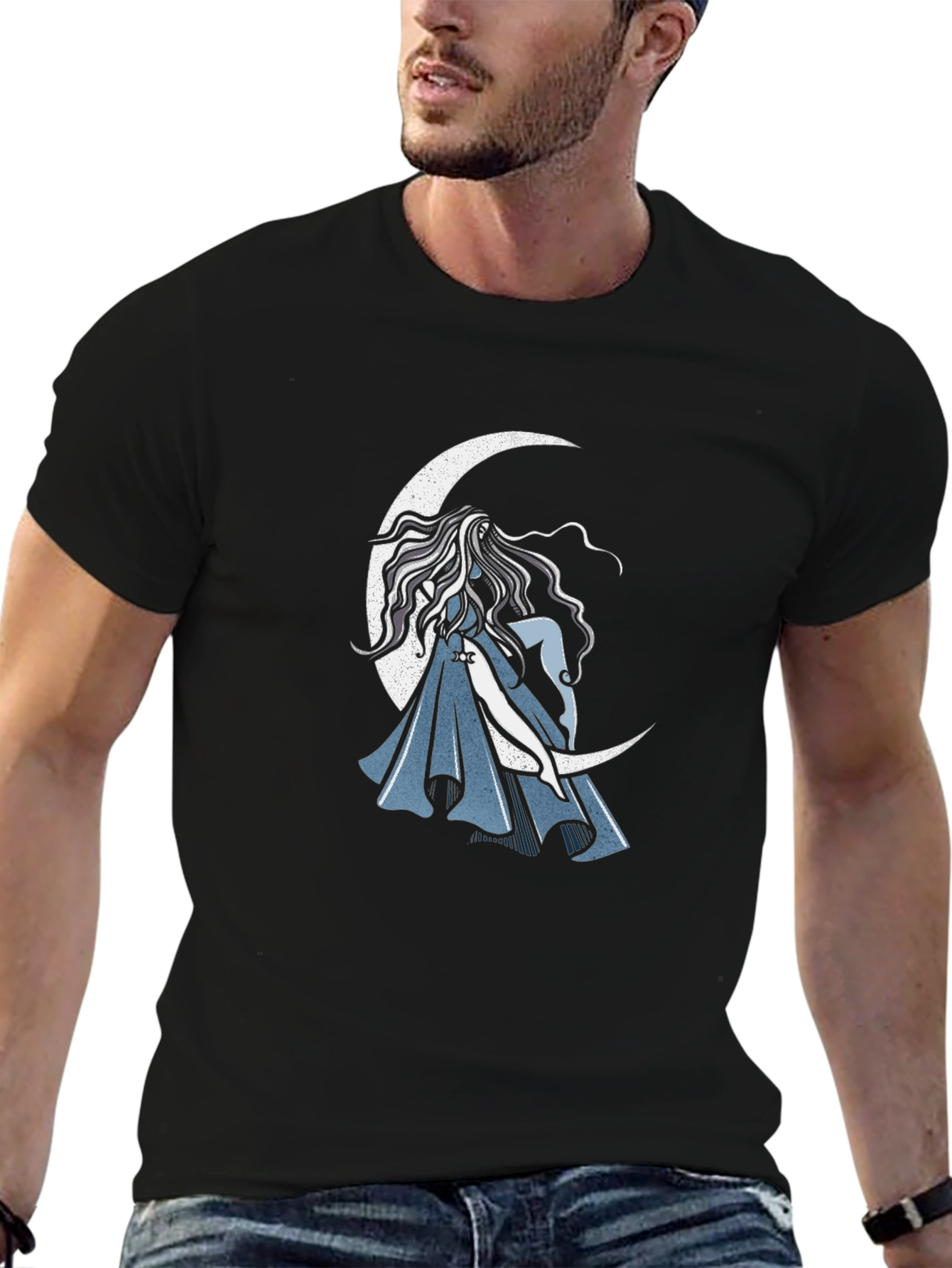 Moon Goddess Graphic T-Shirt - Black