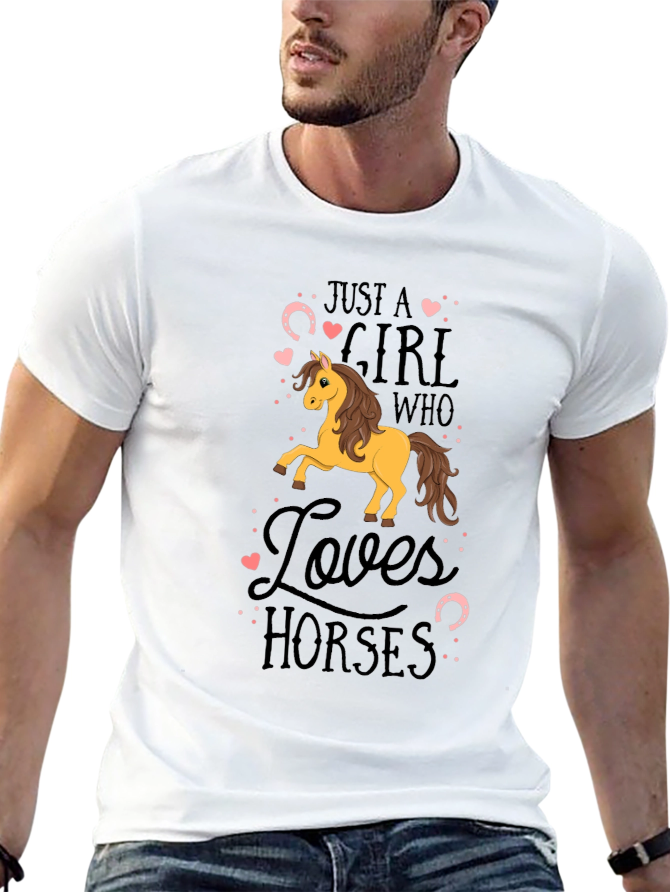 Girl Who Loves Horses Black T-Shirt