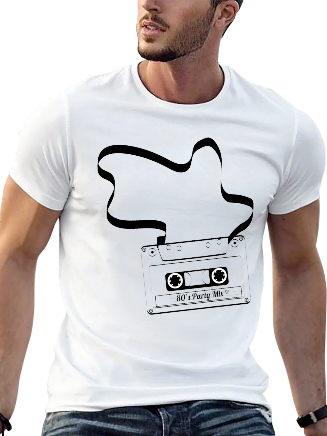 Retro 80s Party Mix Cassette Tape Black T-Shirt