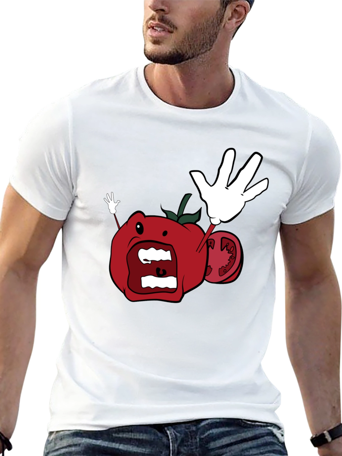 Tomato Cartoon Black T-Shirt