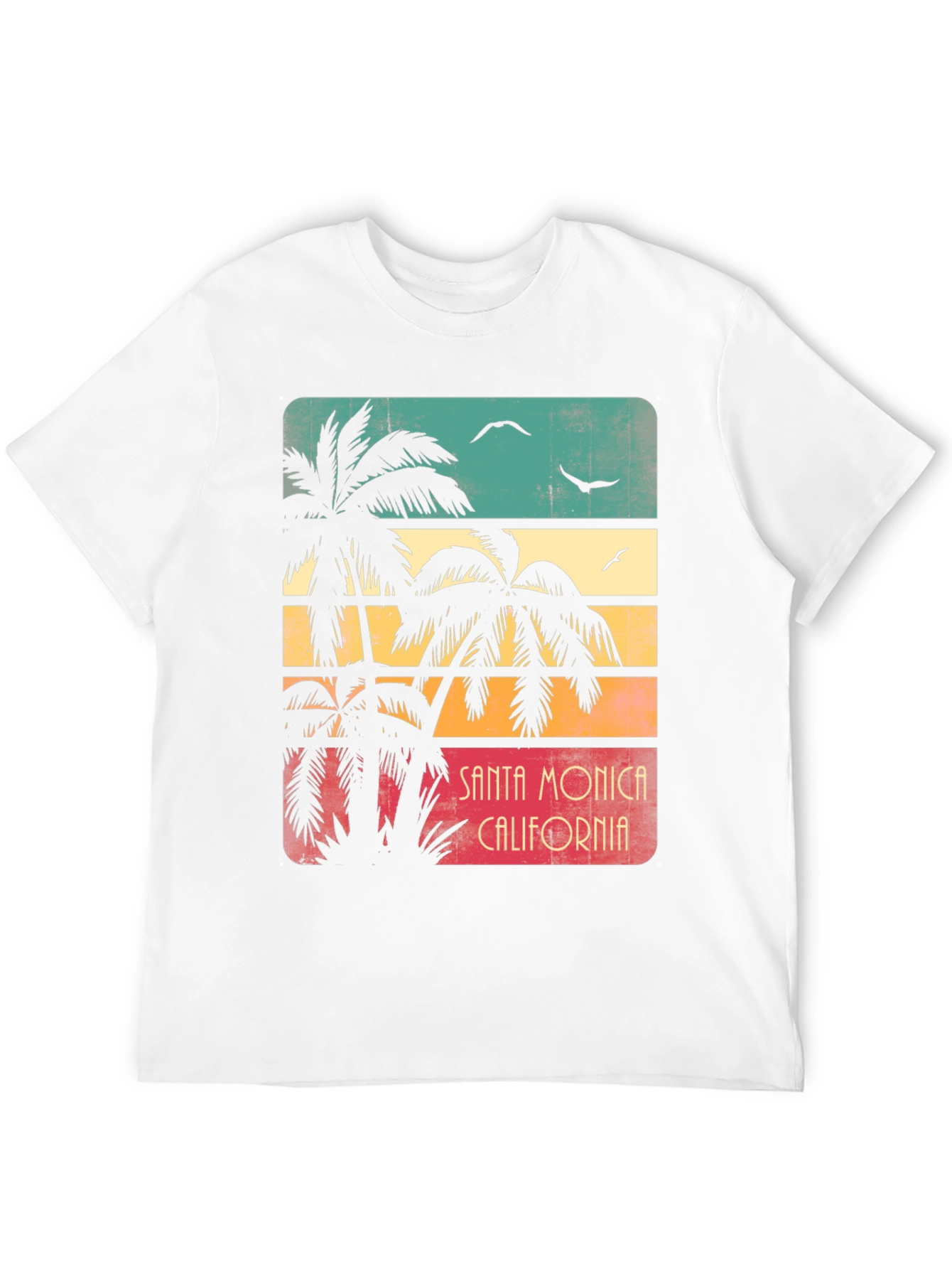 Santa Monica Palm Tree Retro Graphic T-Shirt