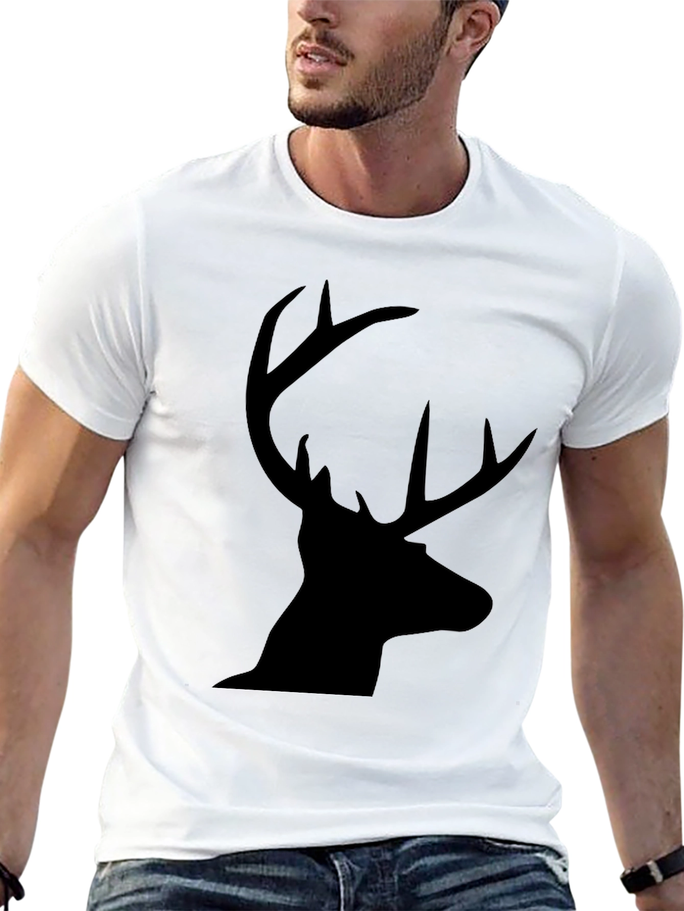 Mens Black Deer Graphic Tee - Classic Fit