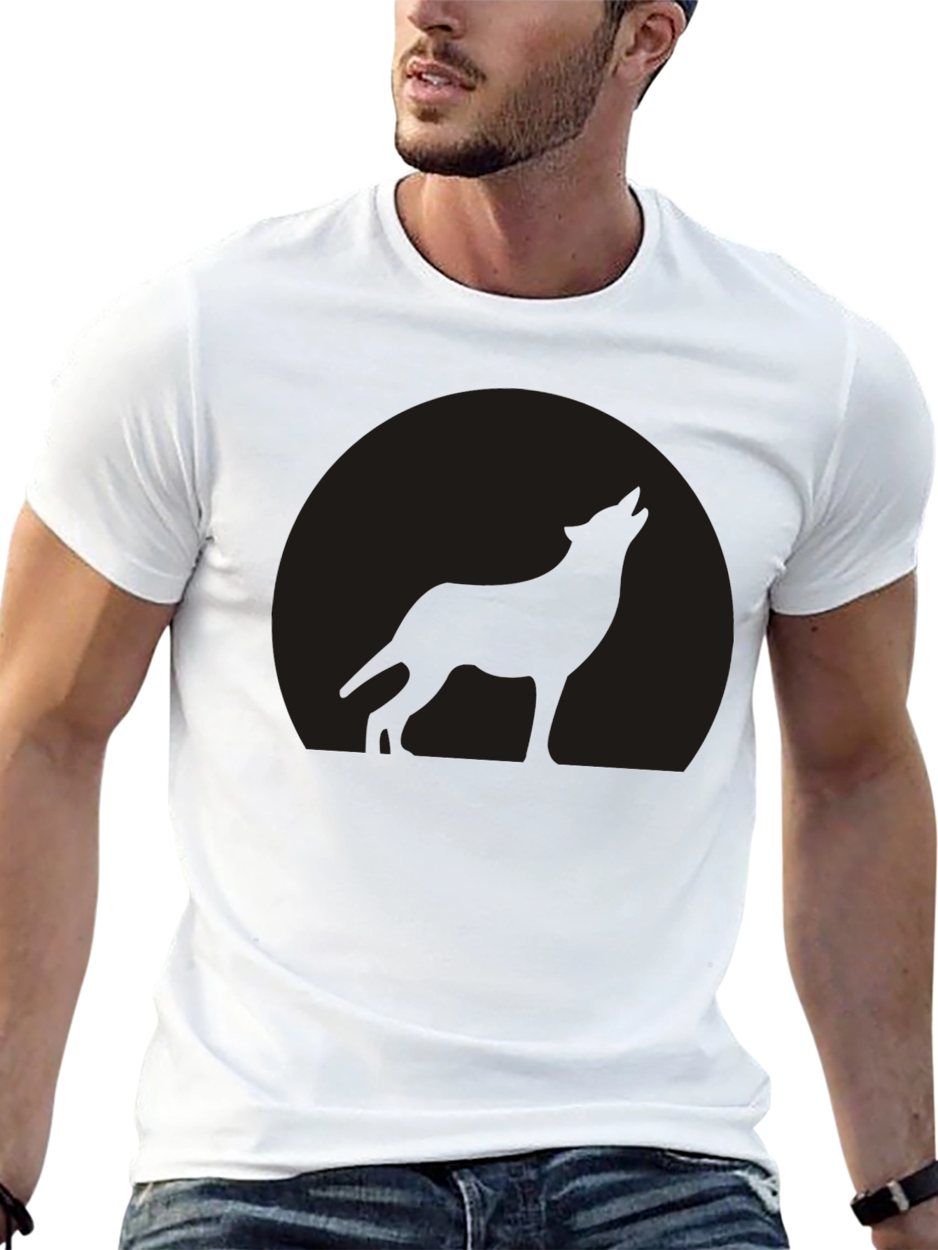 Wolf Moon Graphic Tee - Black Cotton T-Shirt