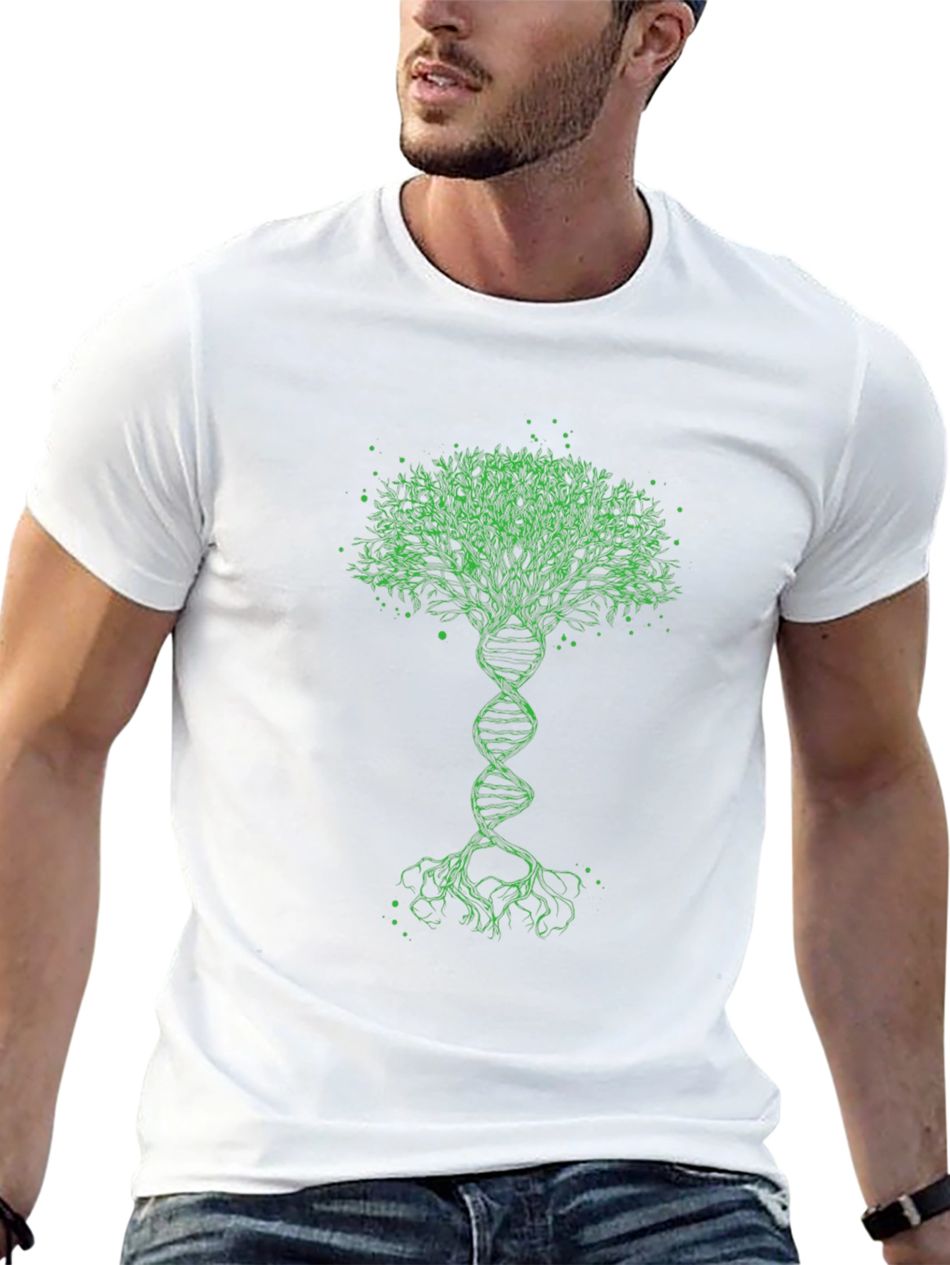 DNA Tree Graphic Tee - Black Cotton T-Shirt