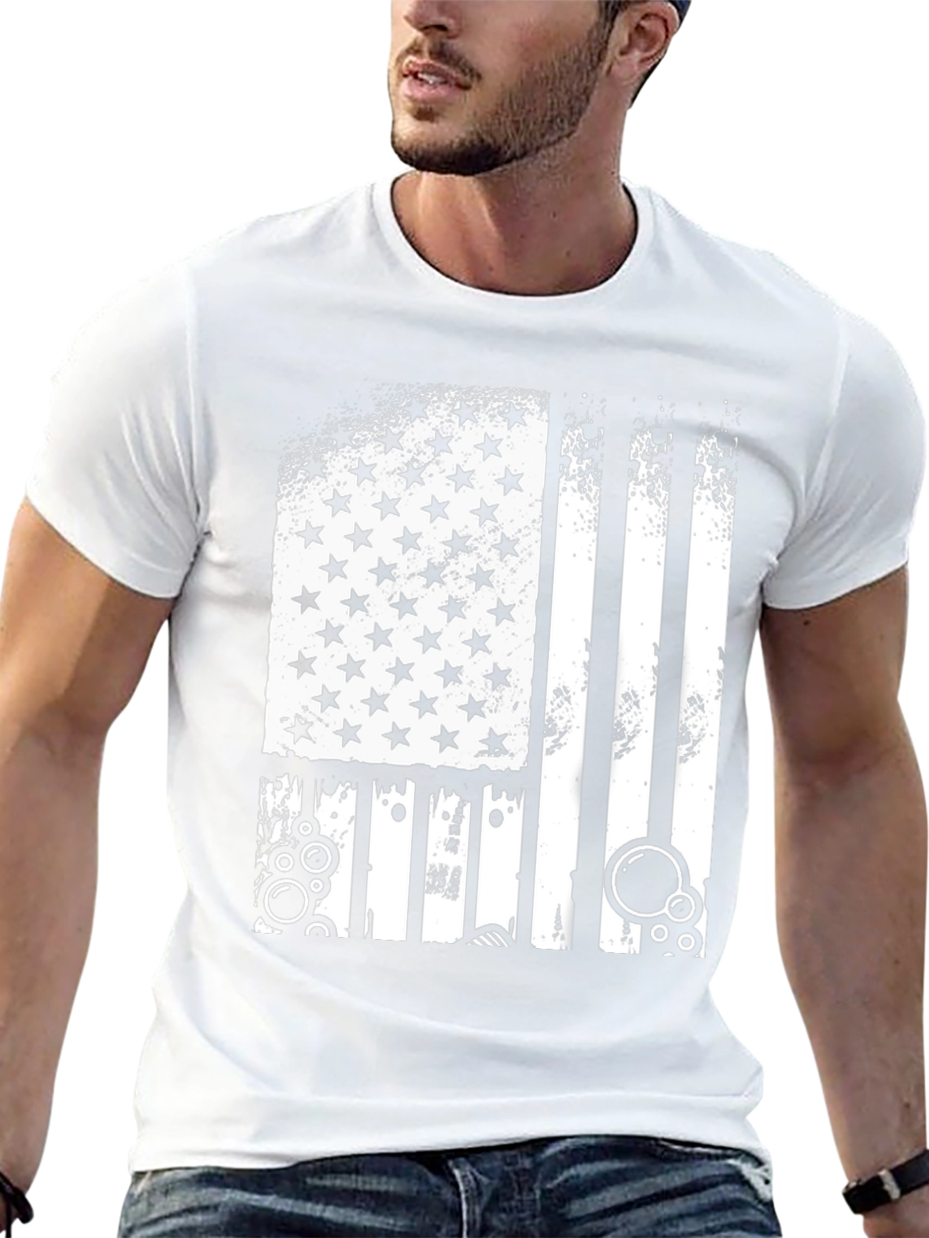 Distressed USA Flag Graphic Black T-Shirt