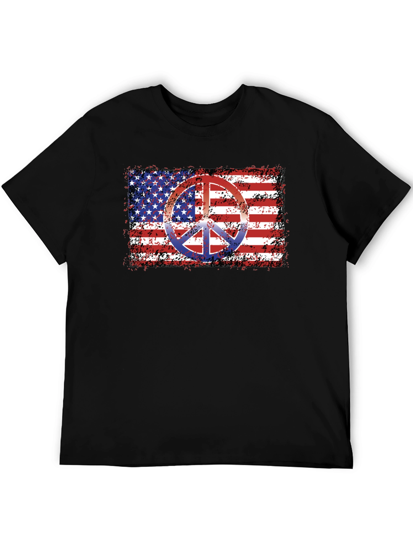 American Flag Peace Sign Black T-Shirt