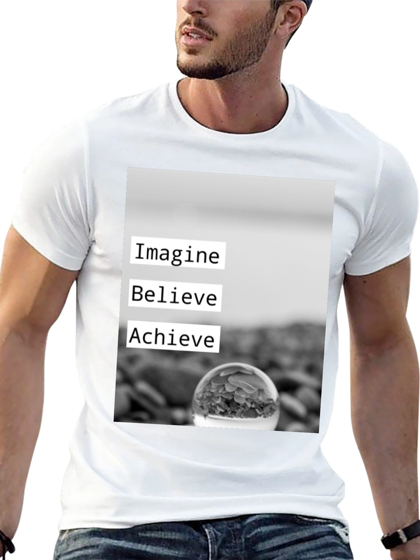 Motivational Graphic Tee - Imagine Believe Achieve T-Shirt