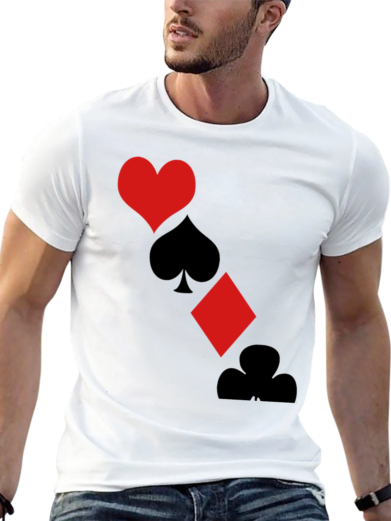 Playing Card Suits Graphic Tee - Black T-Shirt