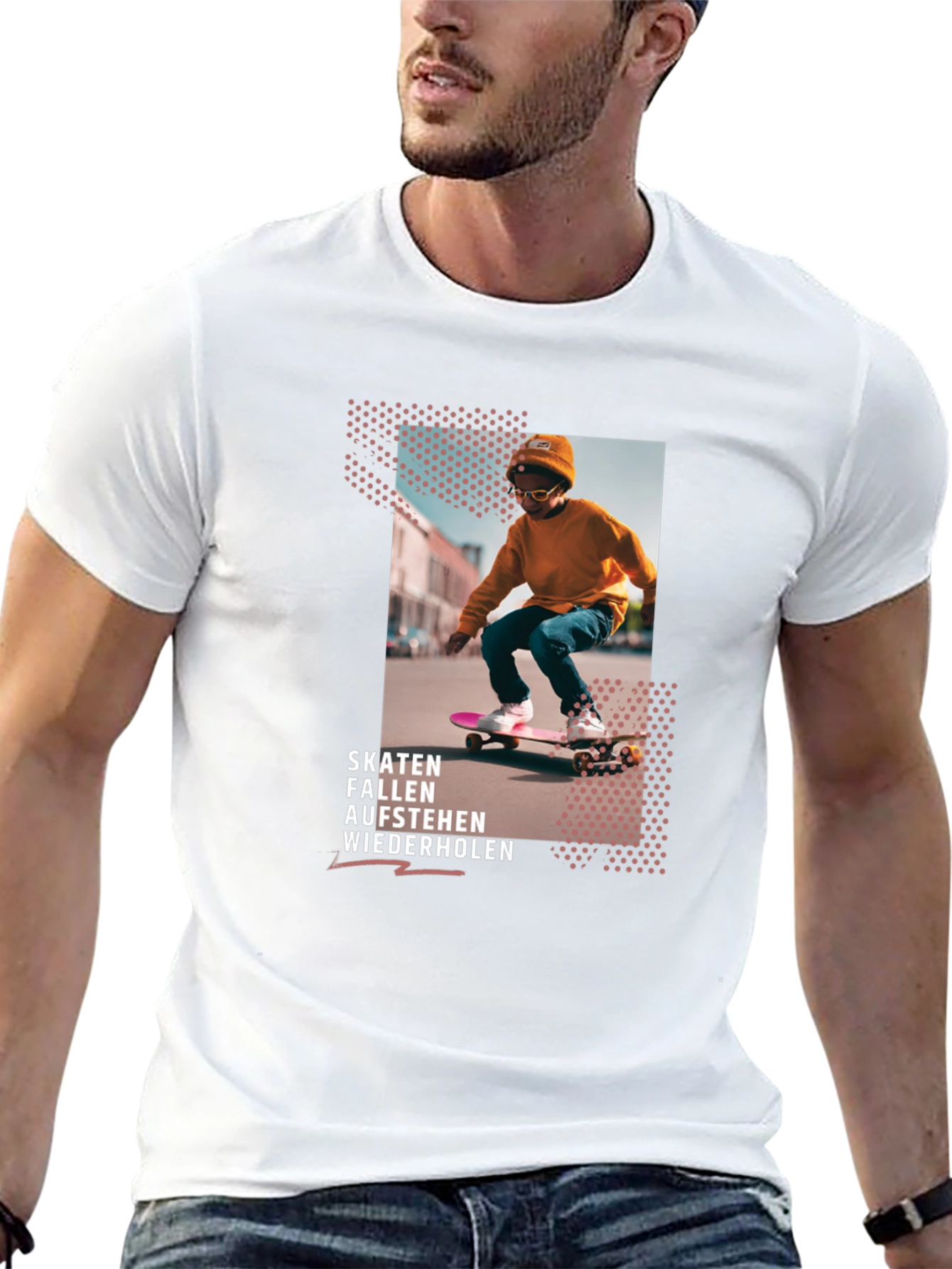 Skateboarding Graphic T-Shirt - Skaten Fallen Aufstehen