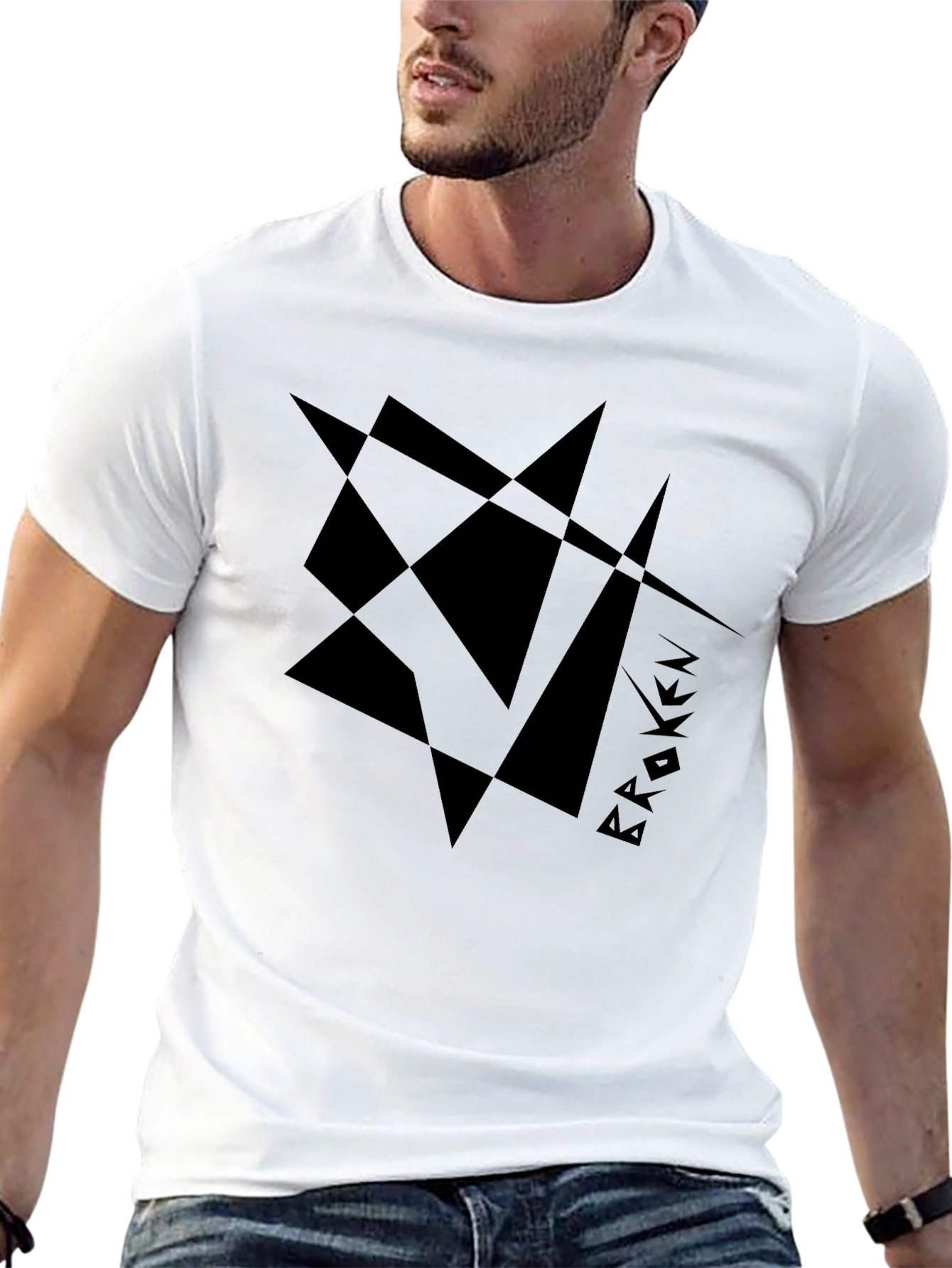 Abstract Broken Design Black T-Shirt
