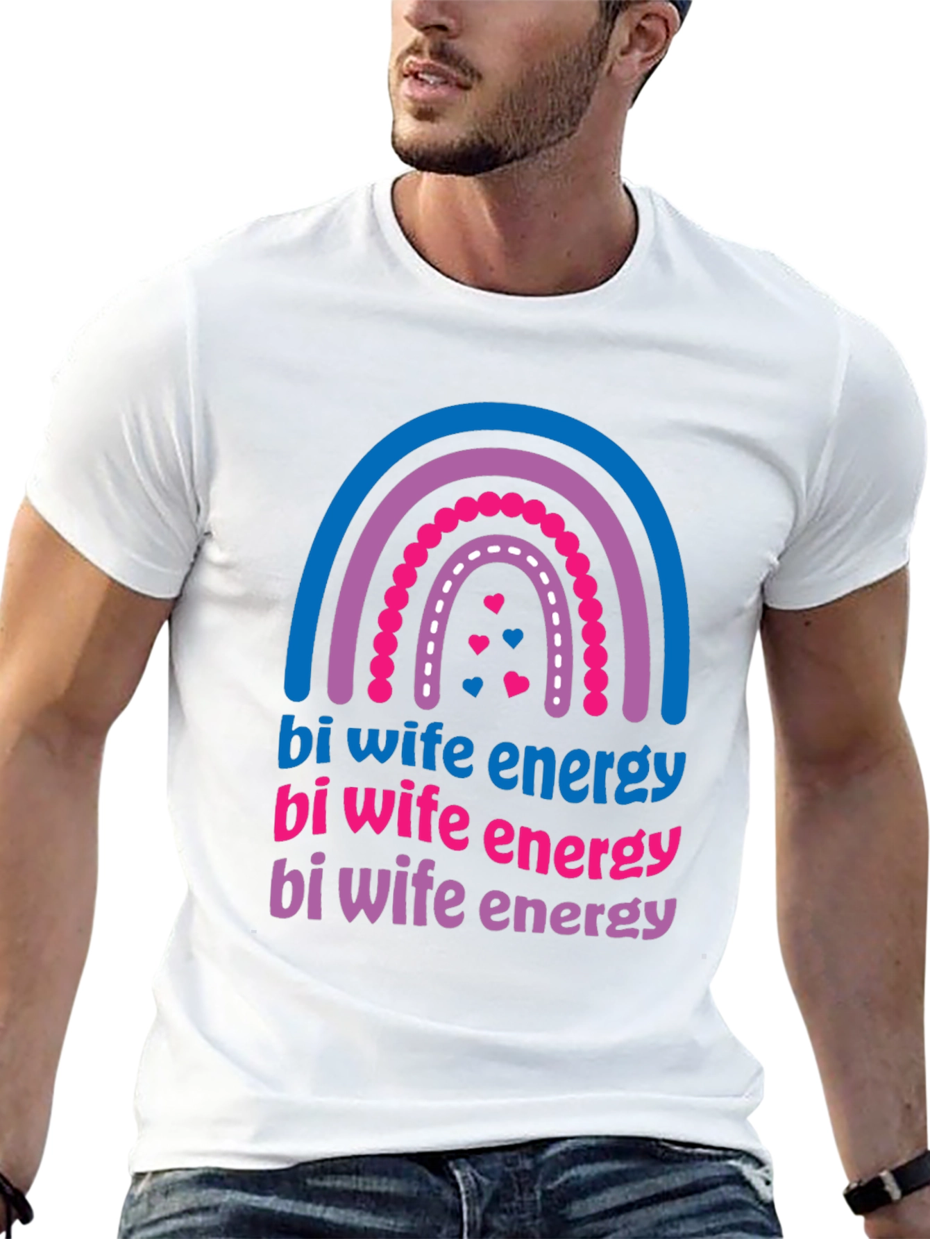 Bi Wife Energy Rainbow T-Shirt