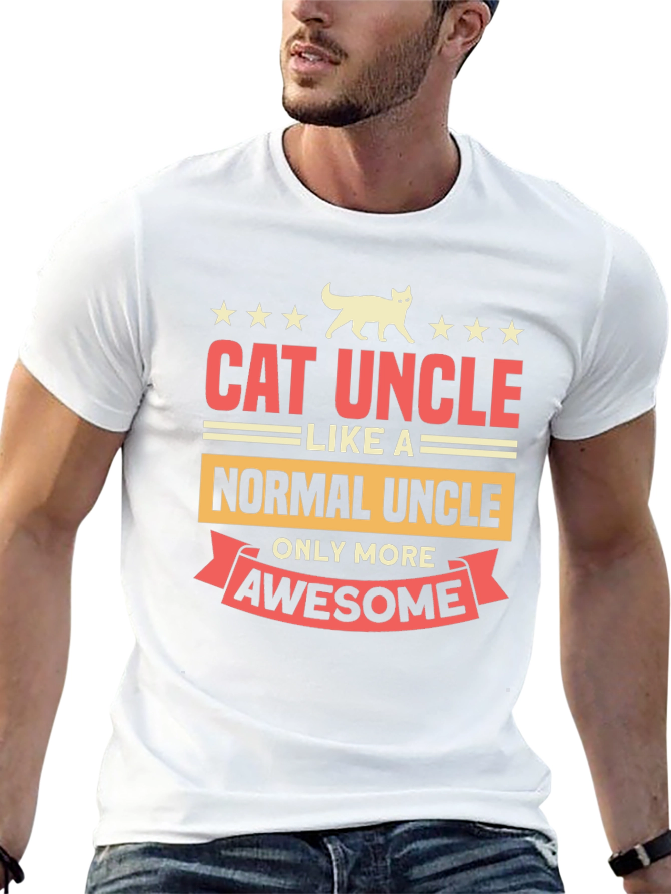 Cat Uncle Awesome Graphic Tee - Black