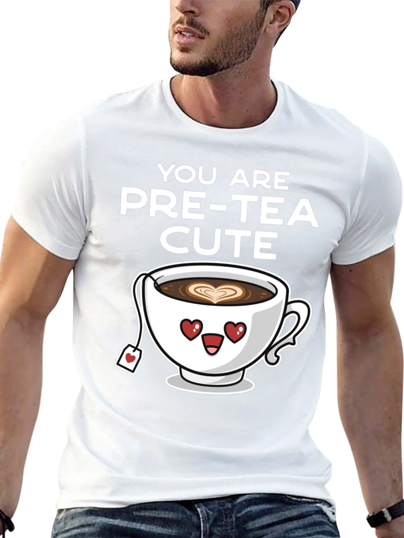 Pre-Tea Cute Graphic T-Shirt - Heart Eyes