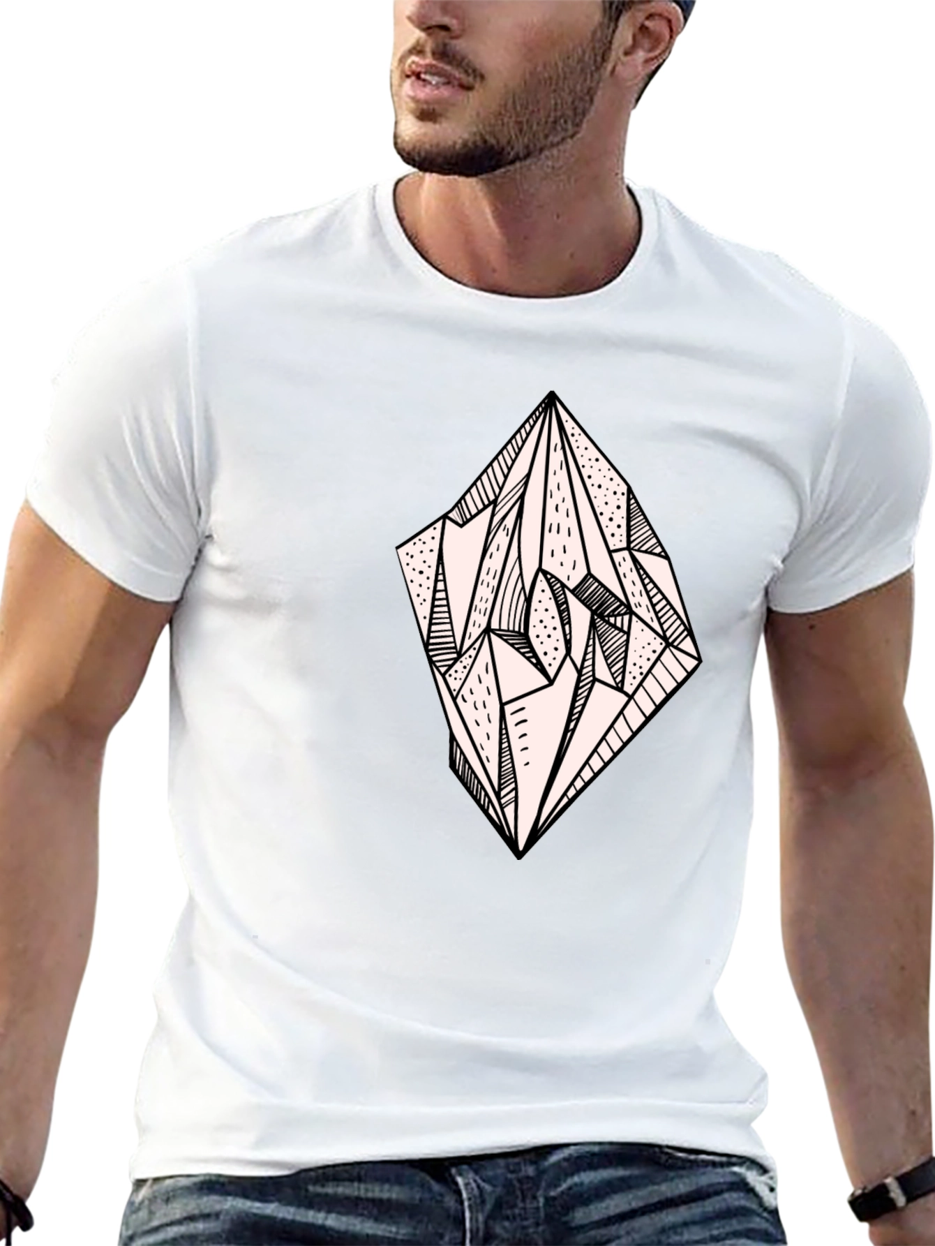 Geometric Diamond Graphic Tee - Mens Black T-Shirt