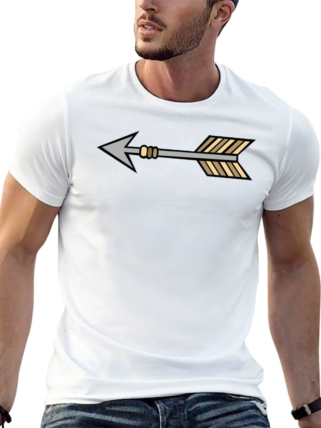 Arrow Graphic Tee - Stylish Black Cotton T-Shirt