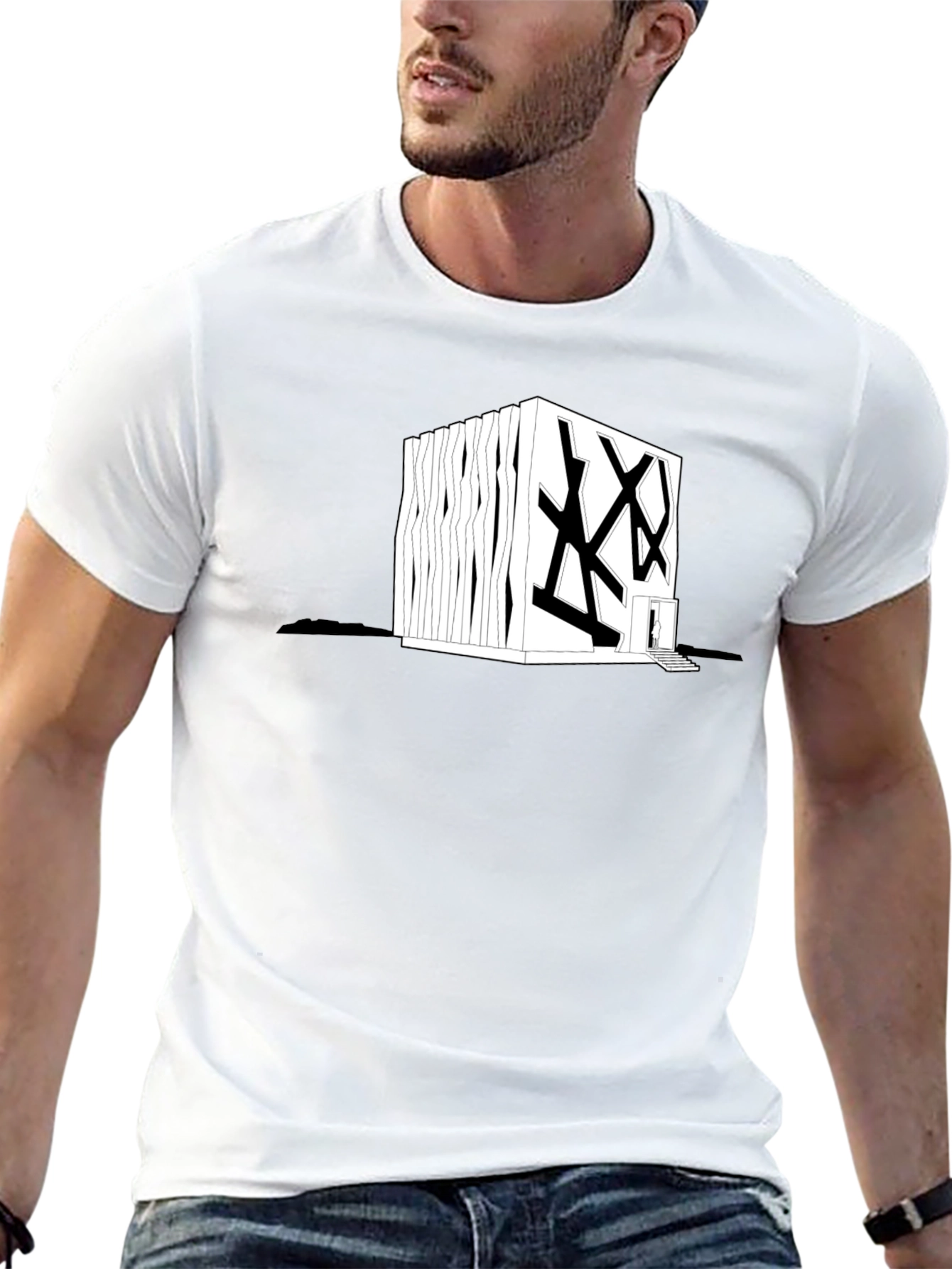 Modern Architecture Graphic Tee - Black Cotton Shirt
