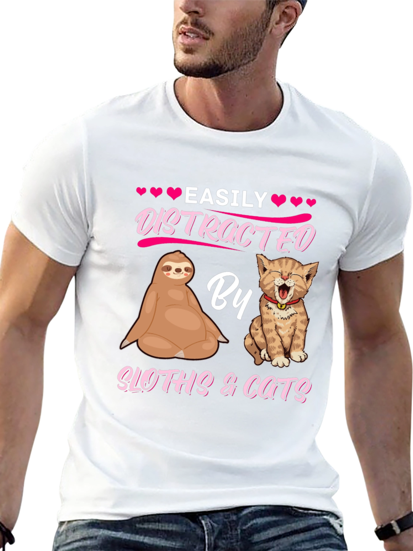 Easily Distracted By Sloths & Cats T-Shirt
